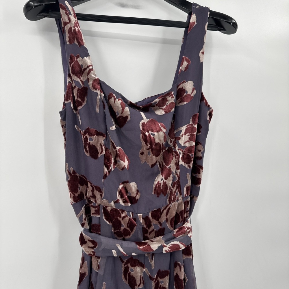 Moulinette Soeurs‎ Anthropologie Velvet Burnout Jumpsuit Purple ~ Size 8 Floral